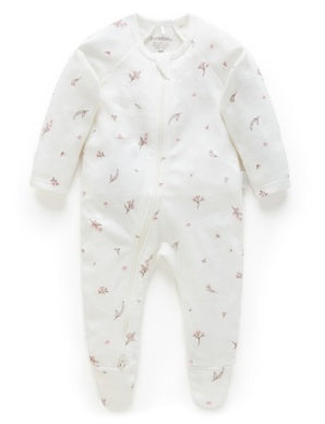 Pure Baby Zip Growsuit - Vanilla Blossom